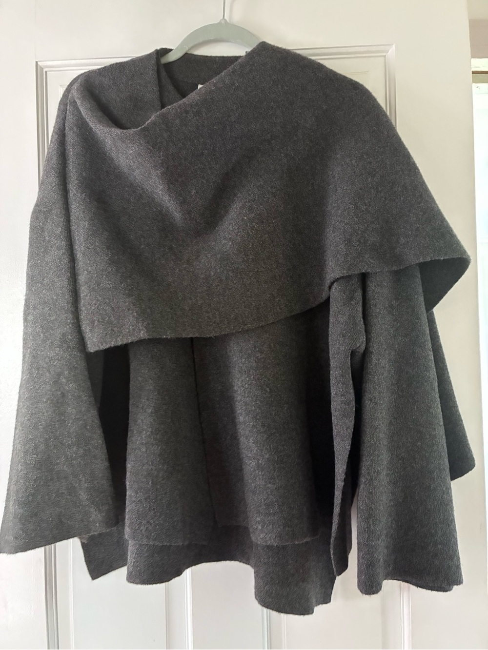 Zara Charcoal Gray Draped Wool Jacket - L/XL - Picture 2 of 5